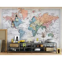 Consalnet Fotobehang - Vliesbehang - Wereldkaart - Wereld - Geografie - 254x184cm