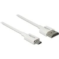 DeLOCK Dunne Premium Micro HDMI - HDMI kabel - versie 2.0 (4K 60Hz) / wit - 0,25 meter