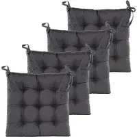 Anna's Collection Stoelkussen gewatteerd - 4x - antraciet - 38 x 38 cm - binnen/buiten