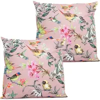 Anna's Collection buitenkussen bloem - 2x - roze - 60 x 60 cm - Water en UV bestendig