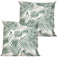 Anna's Collection buitenkussen palm - 2x - wit/groen - 60 x 60 cm - Sierkussens