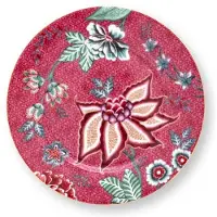Pip studio Ontbijtbord Flower Festival Dark Pink 17 cm (Set van 6)