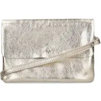 Manfield Goudkleurige metallic leren clutch | Maat Onesize