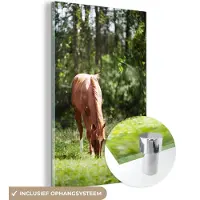 MuchoWow Glasschilderij 120x180 cm - Schilderij acrylglas - Paard - Bloemen - Licht - Foto op glas - Schilderijen