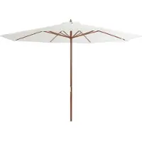 vidaXL Parasol met houten paal 350 cm zandwit
