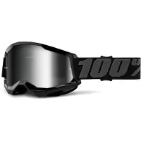 100% Unisex, Sportbrillen, Strata 2 (Zwart, Zilver), Zwart