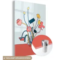 MuchoWow Glasschilderij 90x120 cm - Schilderij acrylglas - Bloemen - Retro - Pastel - Foto op glas - Schilderijen