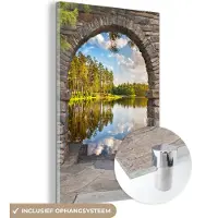MuchoWow Glasschilderij 120x180 cm - Schilderij acrylglas - Landschap - Doorkijk - Water - Foto op glas - Muurdecoratie woonkamer - Wanddecoratie slaapkamer - Schilderijen