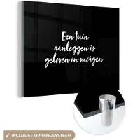 MuchoWow Glasschilderij 160x120 cm - Schilderij acrylglas - Een tuin aanleggen is geloven in morgen - Quotes - Tekst - Tuin - Foto op glas - Schilderijen