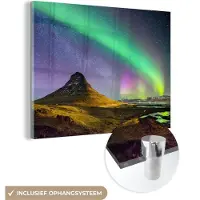 MuchoWow Glasschilderij 160x120 cm - Schilderij acrylglas - Aurora - Noorderlicht - Nacht - Foto op glas - Schilderijen