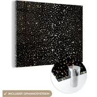 MuchoWow Glasschilderij 40x30 cm - Schilderij acrylglas - Goud - Zwart - Stippen - Patronen - Foto op glas - Schilderijen