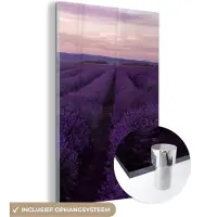 MuchoWow Glasschilderij 20x30 cm - Schilderij acrylglas - Lavendel - Paars - Bloemen - Natuur - Foto op glas - Schilderijen