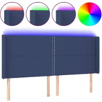 vidaXL Hoofdbord LED 203x16x118/128 cm stof blauw