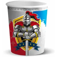 Folat 24x stuks ridder verjaardag thema feest bekers 250 ml - Feestbekertjes