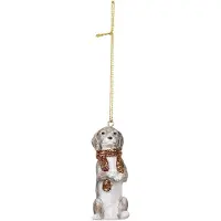 Clayre & Eef Kersthanger 4x3x8 cm Grijs Kunststof Kerstbal Grijs Kerstbal