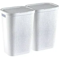 Curver Infinity Recycled Wasmand met deksel - 60L - 2 stuks - Wit