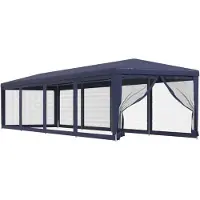 vidaXL Partytent met 10 mesh zijwanden 3x12 m HDPE blauw