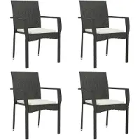 vidaXL Tuinstoelen met kussens, 4 stuks, polyrotan, zwart