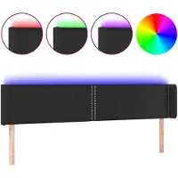 vidaXL Hoofdbord LED 183x16x78/88 cm kunstleer zwart