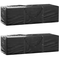 vidaXL Opbergtassen tuinkussens 2 st 135x40x55 cm polyetheen zwart