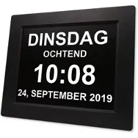 DealDonkey FEDEC Digitale Dementieklok met XL Beeldscherm – Alarmfunctie - Medicijnwekker – Kalenderklok - Alzheimer Klok – Zwart