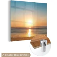 MuchoWow Glasschilderij 20x20 cm - Schilderij acrylglas - Zee - Kleuren - Zon - Foto op glas - Muurdecoratie woonkamer - Wanddecoratie slaapkamer - Schilderijen