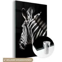 MuchoWow Glasschilderij 90x120 cm - Schilderij acrylglas - Zebra - Wilde dieren - Patronen - Foto op glas - Schilderijen