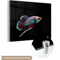 MuchoWow Glasschilderij 160x120 cm - Schilderij acrylglas - Vis - Dieren - Licht - Foto op glas - Schilderijen