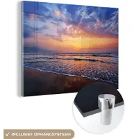 MuchoWow Glasschilderij 160x120 cm - Schilderij acrylglas - Zee - Zon - Kleuren - Foto op glas - Muurdecoratie woonkamer - Wanddecoratie slaapkamer - Schilderijen