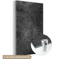 MuchoWow Glasschilderij 120x180 cm - Schilderij acrylglas - Beton - Structuur - Retro - Zwart - Grijs - Rustiek - Foto op glas - Schilderijen