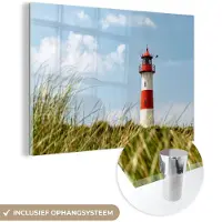 MuchoWow Glasschilderij 90x60 cm - Schilderij acrylglas - Zee - Vuurtoren - Duitsland - Foto op glas - Muurdecoratie woonkamer - Wanddecoratie slaapkamer - Schilderijen