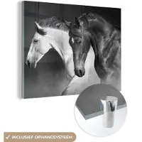 MuchoWow - Glasschilderij - Foto op glas - Acrylglas - Dieren - Paarden - Natuur - 160x120 cm - Glasschilderij paard - Muurdecoratie glas - Slaapkamer - Schilderijen woonkamer