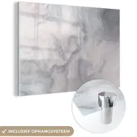 MuchoWow Glasschilderij 60x40 cm - Schilderij acrylglas - Wolken - Abstract - Verf - Foto op glas - Schilderijen