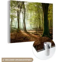 MuchoWow - Glasschilderij - Acrylglas - Zon - Lucht - Gras - Glasschilderij binnen - Schilderij glas - 160x120 cm - Foto op glas - Schilderijen - Woonkamer