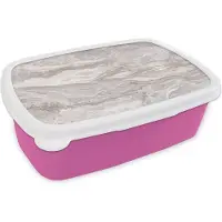 MuchoWow Broodtrommel Roze - Lunchbox - Brooddoos - Marmer - Stenen - Roze - Textuur - 18x12x6 cm - Kinderen - Meisje