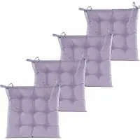 Anna's Collection Stoelkussen gewatteerd - 4x - lila paars - 38 x 38 cm - binnen/buiten