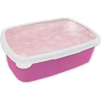 MuchoWow Broodtrommel Roze - Lunchbox - Brooddoos - Marmer - Roze - Textuur - Chic - 18x12x6 cm - Kinderen - Meisje