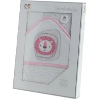 Gamberritos badcape Leeuw 100 x 100 cm katoen wit/roze