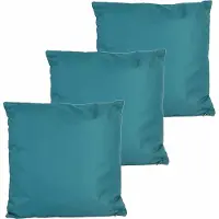 Anna's Collection buitenkussen - 3x - petrol blauw - 60 x 60 cm - binnen/buiten