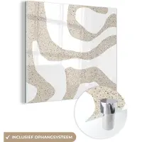 MuchoWow Glasschilderij 20x20 cm - Schilderij acrylglas - Abstract - Terrazzo - Design - Beige - Foto op glas - Schilderijen