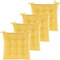 Anna's Collection Stoelkussen gewatteerd - 6x - geel - 38 x 38 cm - binnen/buiten