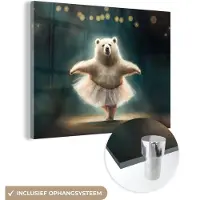 MuchoWow Glasschilderij 160x120 cm - Schilderij acrylglas - IJsbeer - Rok - Ballet - Portret - Dieren - Kids - Foto op glas - Schilderijen