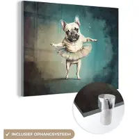 MuchoWow Glasschilderij 160x120 cm - Schilderij acrylglas - Hond - Tutu - Ballet - Abstract - Portret - Kind - Foto op glas - Schilderijen