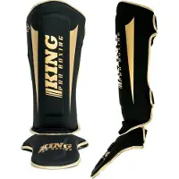 King Pro Boxing Scheenbeschermers KPB/SG REVO 6 Zwart Goud S = Scheenbeen Lengte 30 cm