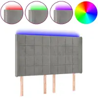 vidaXL Hoofdbord LED 147x16x118/128 cm fluweel lichtgrijs