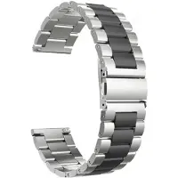 SmartphoneClip Horlogeband - Metaal Schakel - 22mm - Zilver Zwart - Horlogebandjes