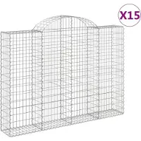 vidaXL Schanskorven 15 st gewelfd 200x30x140/160 cm ijzer