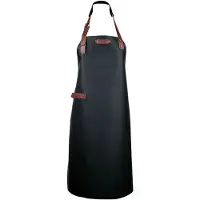 Xapron Bovine Leren Schort met Nekband Medium Zwart