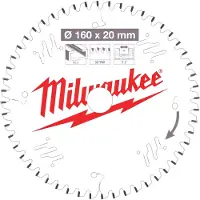 Milwaukee CIRKELZAAGBLAD KUNSTOF/NON-FERRO 160 X 20 X 2,2 TF 52T -5ø