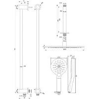 Brauer Gunmetal Edition thermostatische inbouw regendouche SET 24 met 30 cm douchekop en plafondarm en 3-standen handdouche en doucheslang en geïntegreerde glijstang gunmetal geborsteld PVD